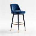 Cozyvera Sidanli Velvet Blue Bar Stools, 24 Inch Upholstered Island Stools with Footrests, Gold Bar Chairs for Home, Kitchen, Dining Room